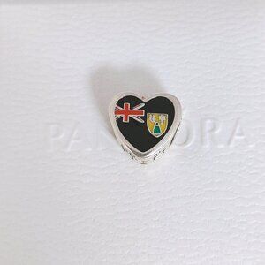 Pandora Caicos Islands Flag Bead Heart Charm Exclusive Travel Pendant S925 ALE